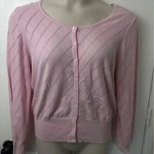 pink knit with buttons cardigan womens size XL #1042